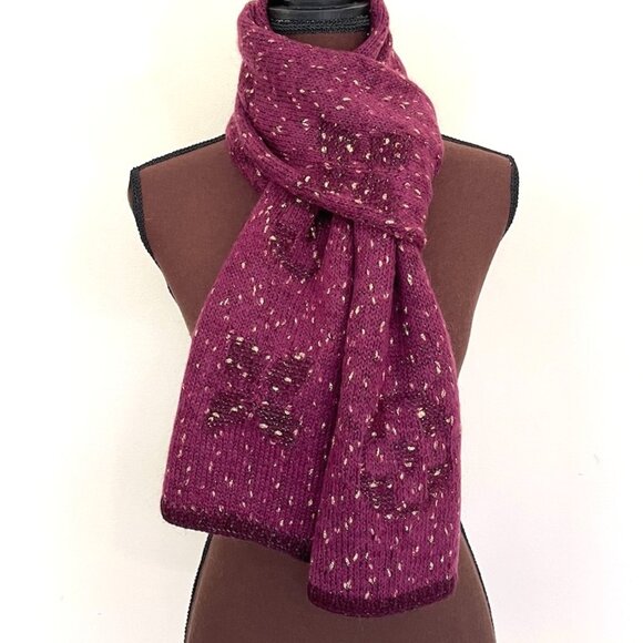 Louis Vuitton Wool Wrap Medallion Logomania Burgundy Purple Reversible S… - Picture 2 of 10